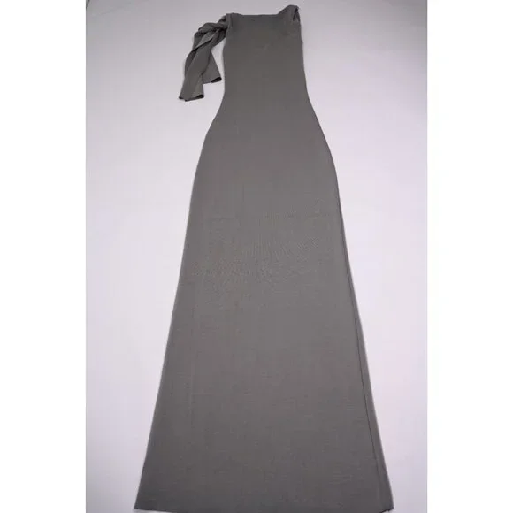 knee length dresses for ladies KHY Sueded Stretch Knotted Maxi Steel Grey – Couture Hire By Mel main image 0